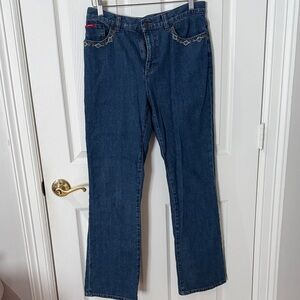 VINTAGE Chaps Dark Blue Straight Leg Women's Jeans beaded size 6
